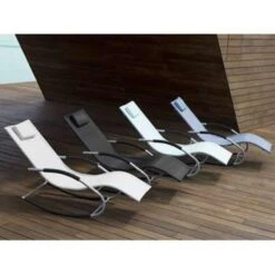 Beliani Tuinligstoel CARANO - Blauw Staal, Textiel -Leenbakker Winkel e22b07187db64258a62f3dbb191cf30b