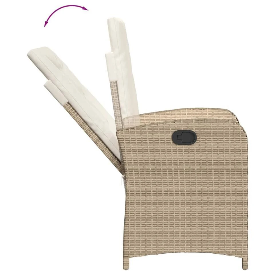 VidaXL - Tuinstoel Verstelbaar Met Kussens - Beige - Poly Rattan - 57x58.5x93 Cm 7 VidaXL - Tuinstoel Verstelbaar Met Kussens - Beige - Poly Rattan - 57x58.5x93 Cm - Afbeelding 7