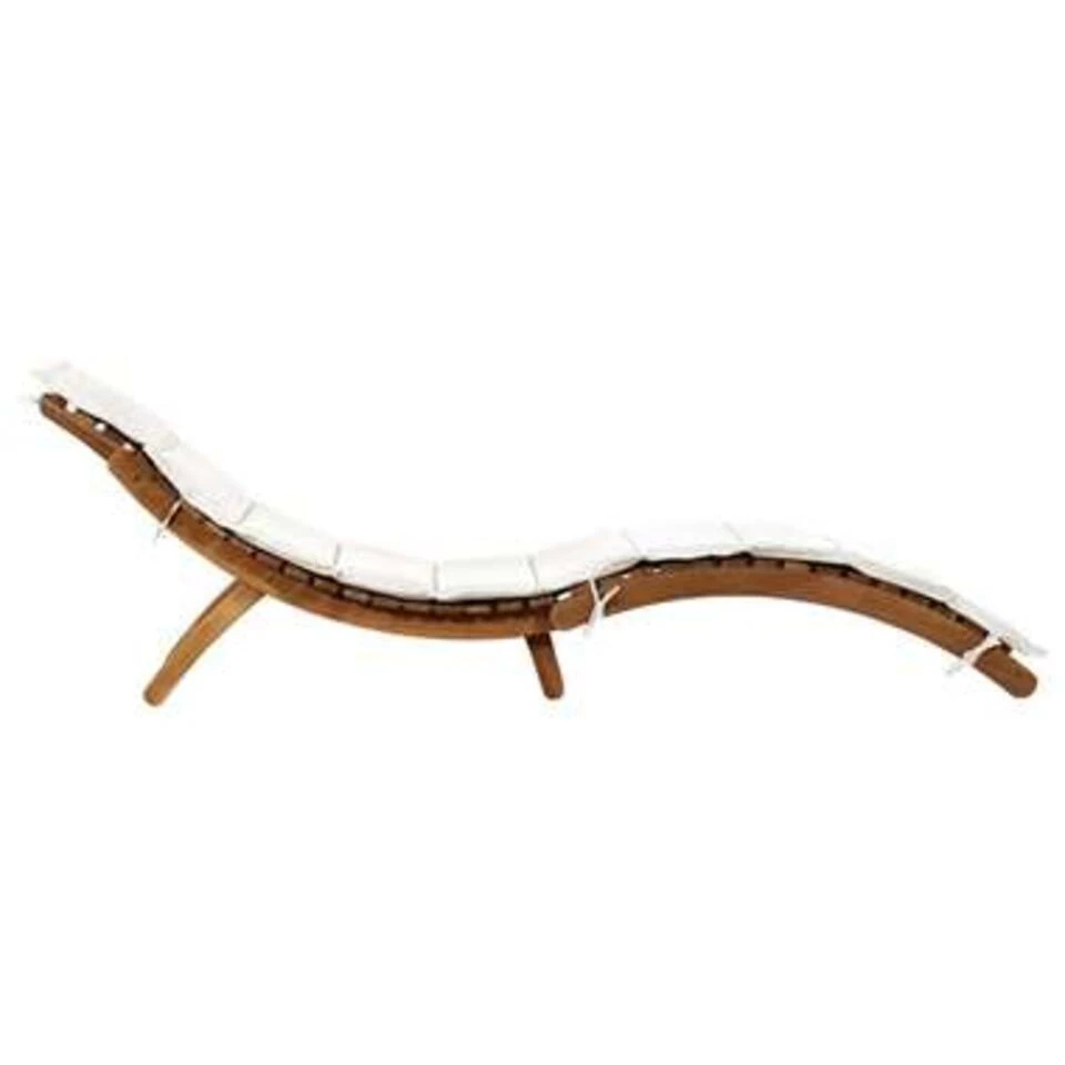 VidaXL Ligbed Met Kussen Massief Acaciahout Crème 2 VidaXL Ligbed Met Kussen Massief Acaciahout Crème - Afbeelding 2