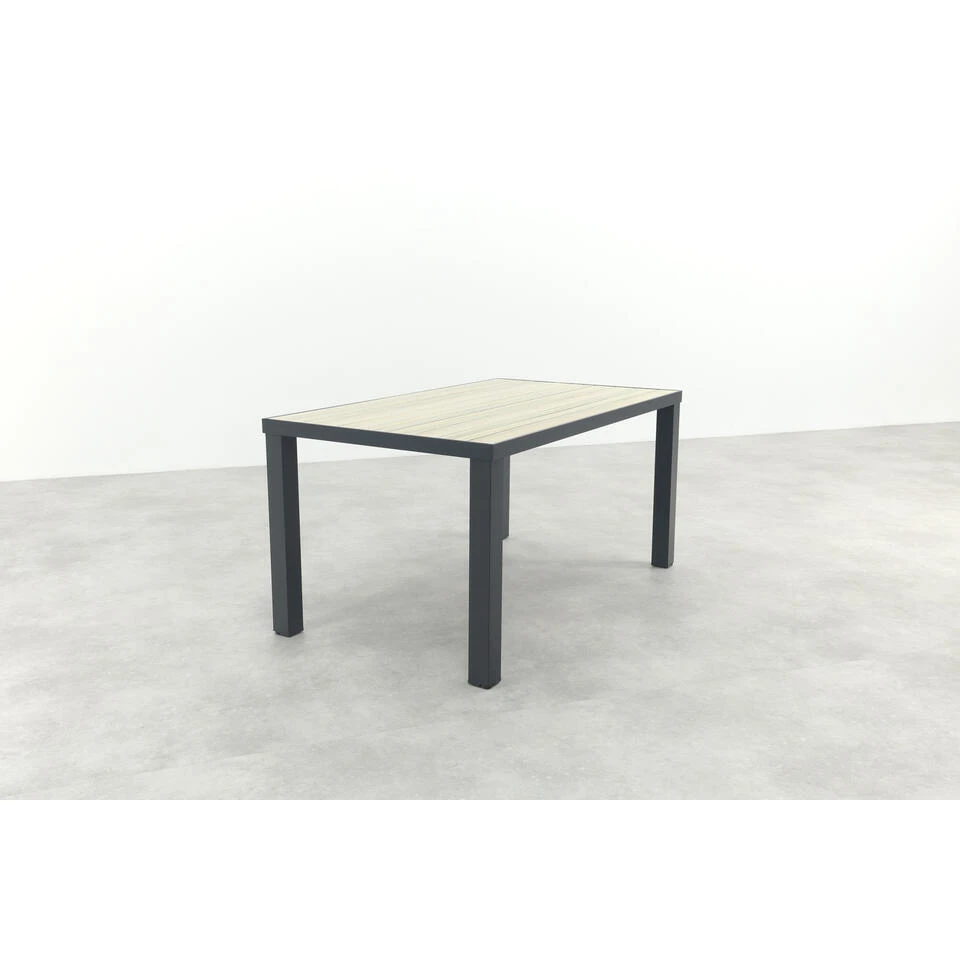 VDG Nola Tuintafel 160x90 Cm. - Antraciet/Houtlook 2 VDG Nola Tuintafel 160x90 Cm. - Antraciet/Houtlook - Afbeelding 2
