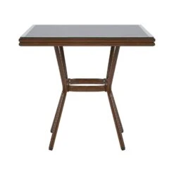 Beliani Tuintafel CASPRI - Donkere Houtkleur Aluminium -Leenbakker Winkel e957b2a86f454e16a1bba188c143635a