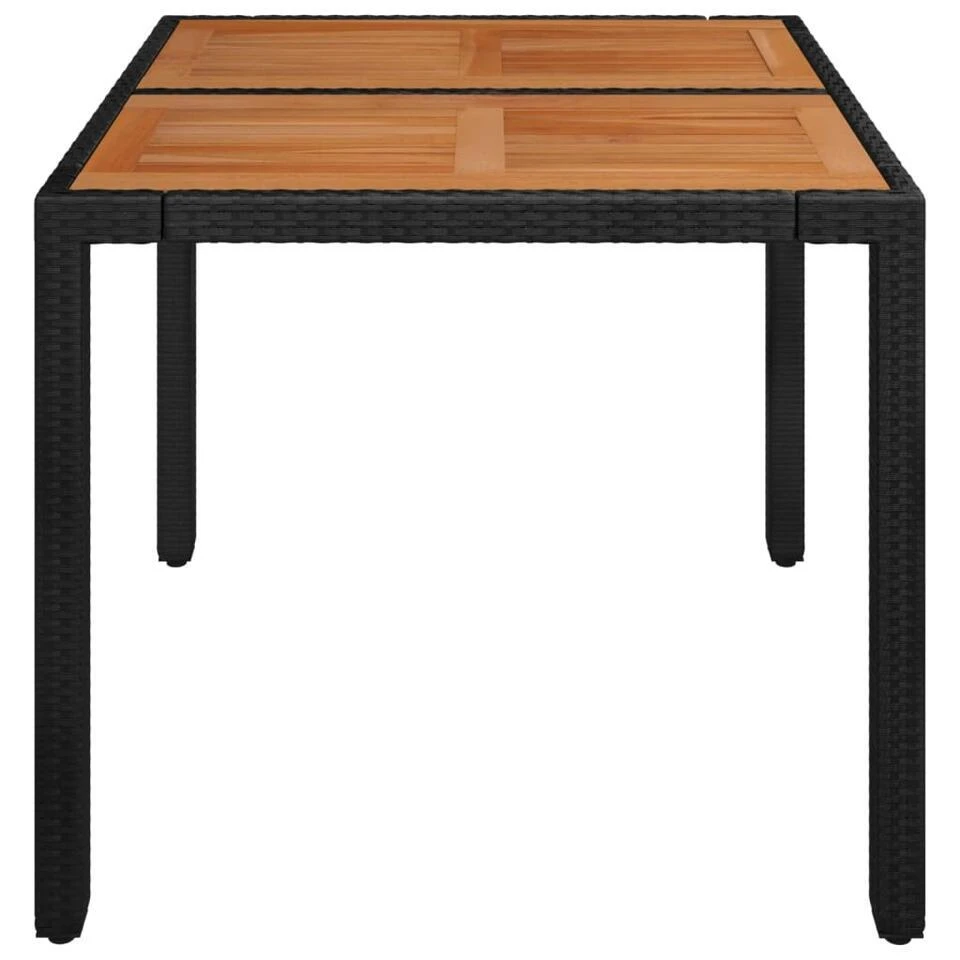 VidaXL - Tuintafel Met Houten Blad - Zwart - Poly Rattan - 90 X 90 X 75 Cm 4 VidaXL - Tuintafel Met Houten Blad - Zwart - Poly Rattan - 90 X 90 X 75 Cm - Afbeelding 4