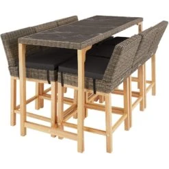 Tectake Wicker Bartafel Lovas Met 6 Stoelen Latina, Natuur -Leenbakker Winkel eb0039f9f5564f6ab4bd9998894f09ff
