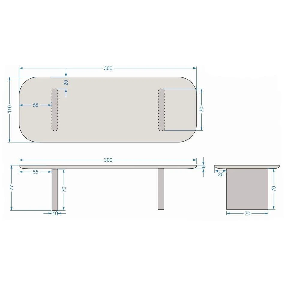 Tuintafel Deens Ovaal - Beige Betonlook - 300x100x75cm - Maya 7 Tuintafel Deens Ovaal - Beige Betonlook - 300x100x75cm - Maya - Afbeelding 7