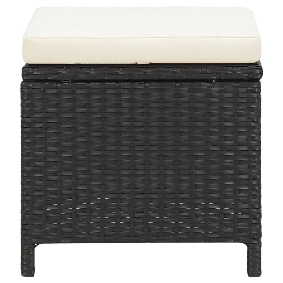VidaXL - Tuinstoel En Voetenbank - Zwart - Poly Rattan - 4 Stuks 9 VidaXL - Tuinstoel En Voetenbank - Zwart - Poly Rattan - 4 Stuks - Afbeelding 9