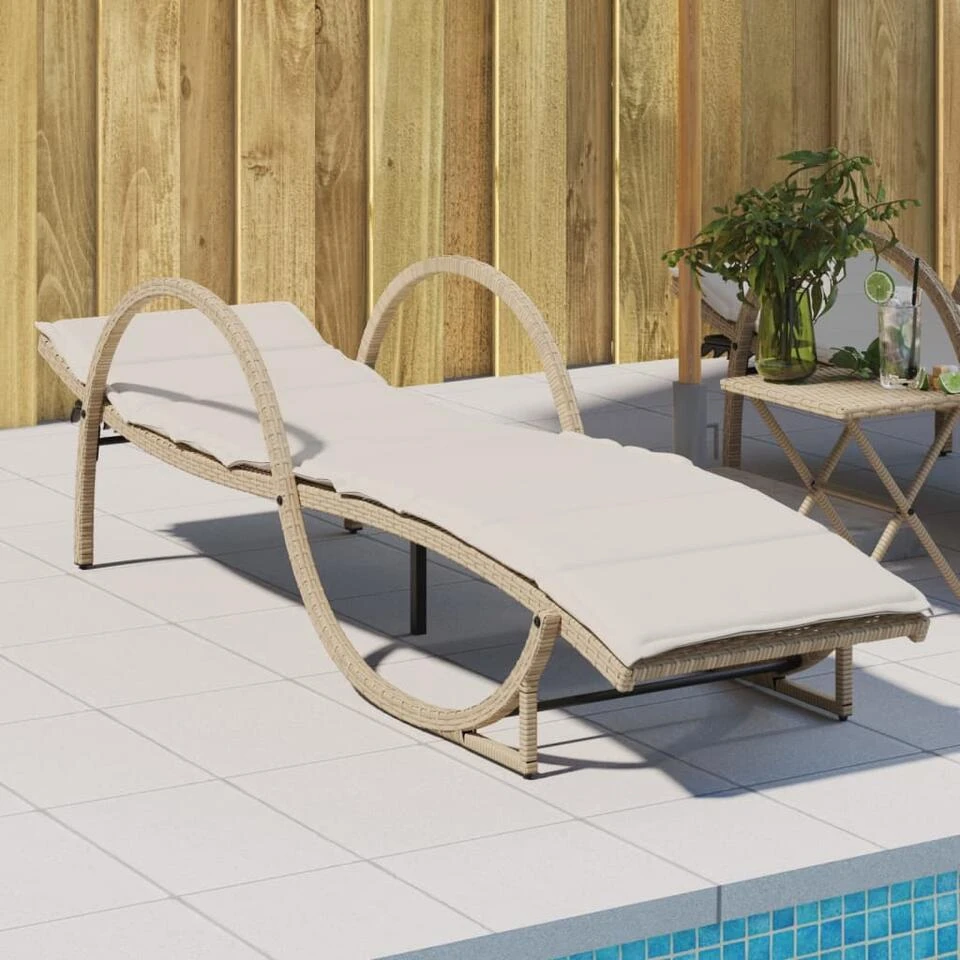 VidaXL - Ligbed - Beige - Poly Rattan 2 VidaXL - Ligbed - Beige - Poly Rattan - Afbeelding 2