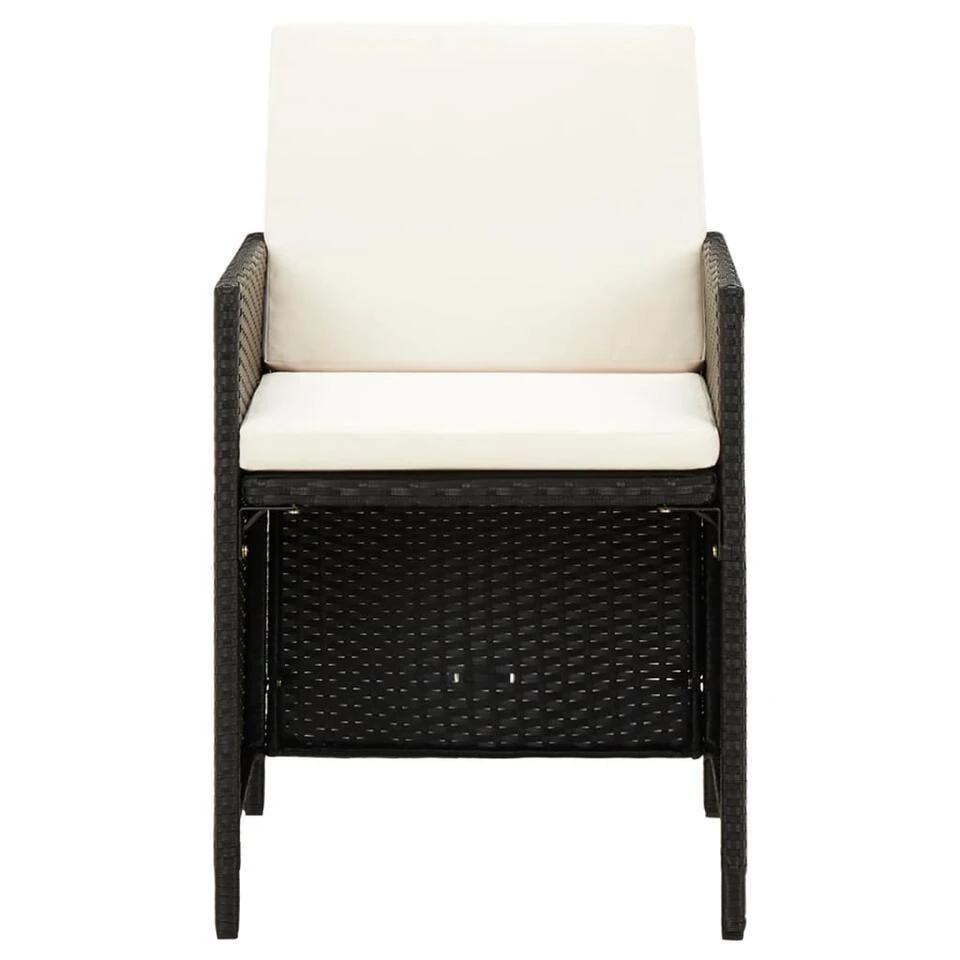 VidaXL - Tuinstoel En Voetenbank - Zwart - Poly Rattan - 4 Stuks 3 VidaXL - Tuinstoel En Voetenbank - Zwart - Poly Rattan - 4 Stuks - Afbeelding 3