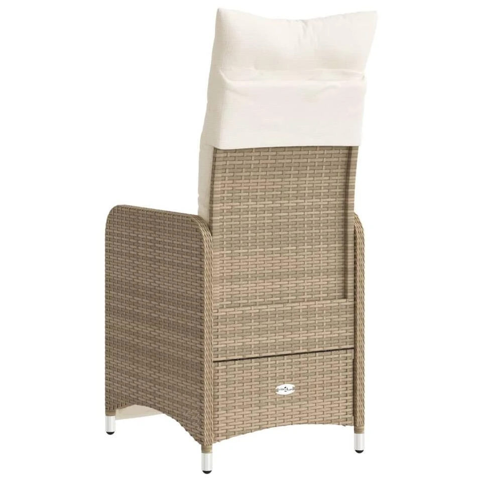 VidaXL - Verstelbare Tuinstoel Met Kussens - Beige - Poly Rattan 6 VidaXL - Verstelbare Tuinstoel Met Kussens - Beige - Poly Rattan - Afbeelding 6