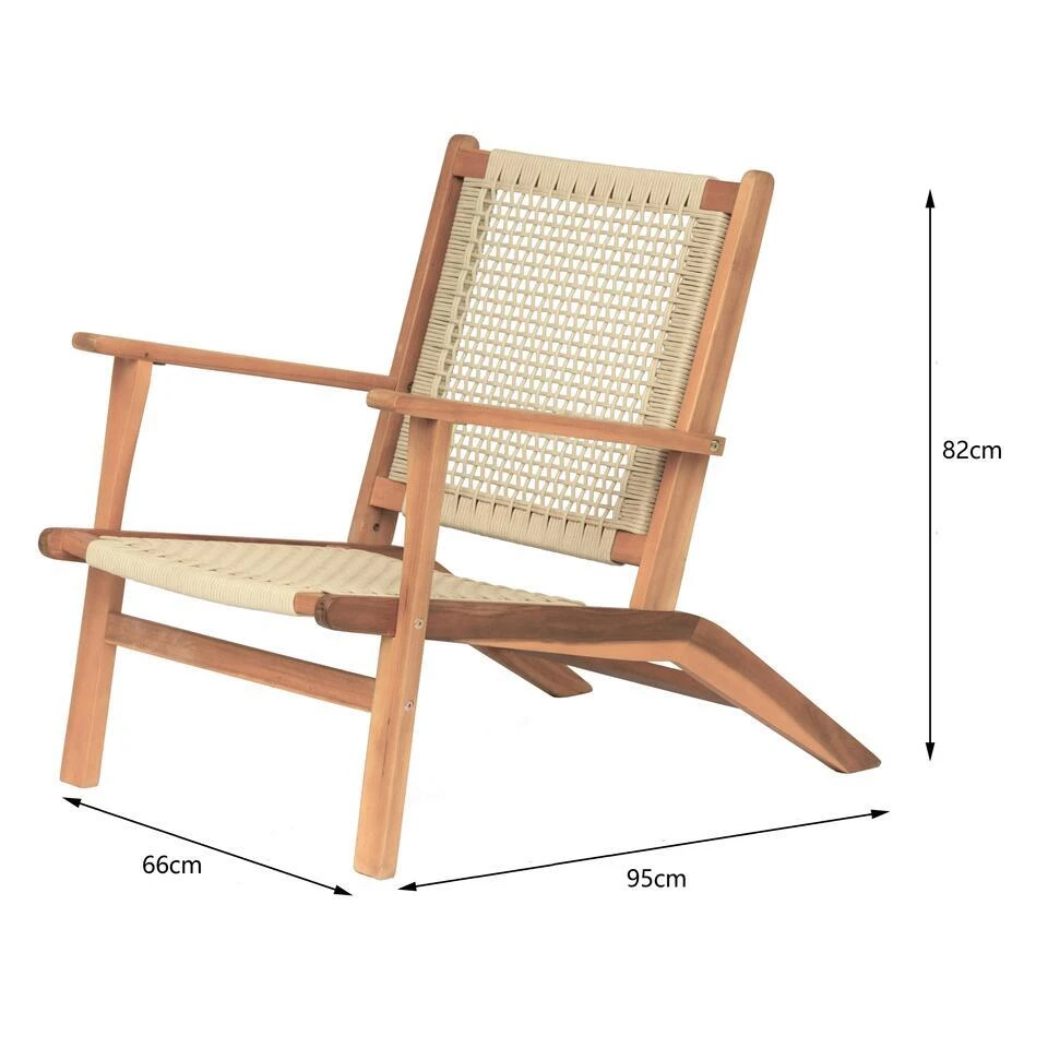 Tuinstoel Van Massief Acaciahout En Touw 5 Tuinstoel Van Massief Acaciahout En Touw - Afbeelding 5