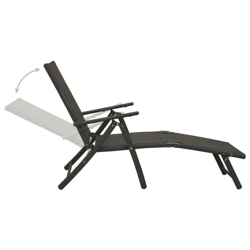 VidaXL - Loungeset - Zwart - Aluminium 5 VidaXL - Loungeset - Zwart - Aluminium - Afbeelding 5