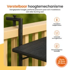 Goliving Balkontafel - Inklapbaar - Hangend - 60 X 40 Cm - Hoogteverstelbaar -Leenbakker Winkel f5b967eea6fe46a3a9b5dd78df7e116b
