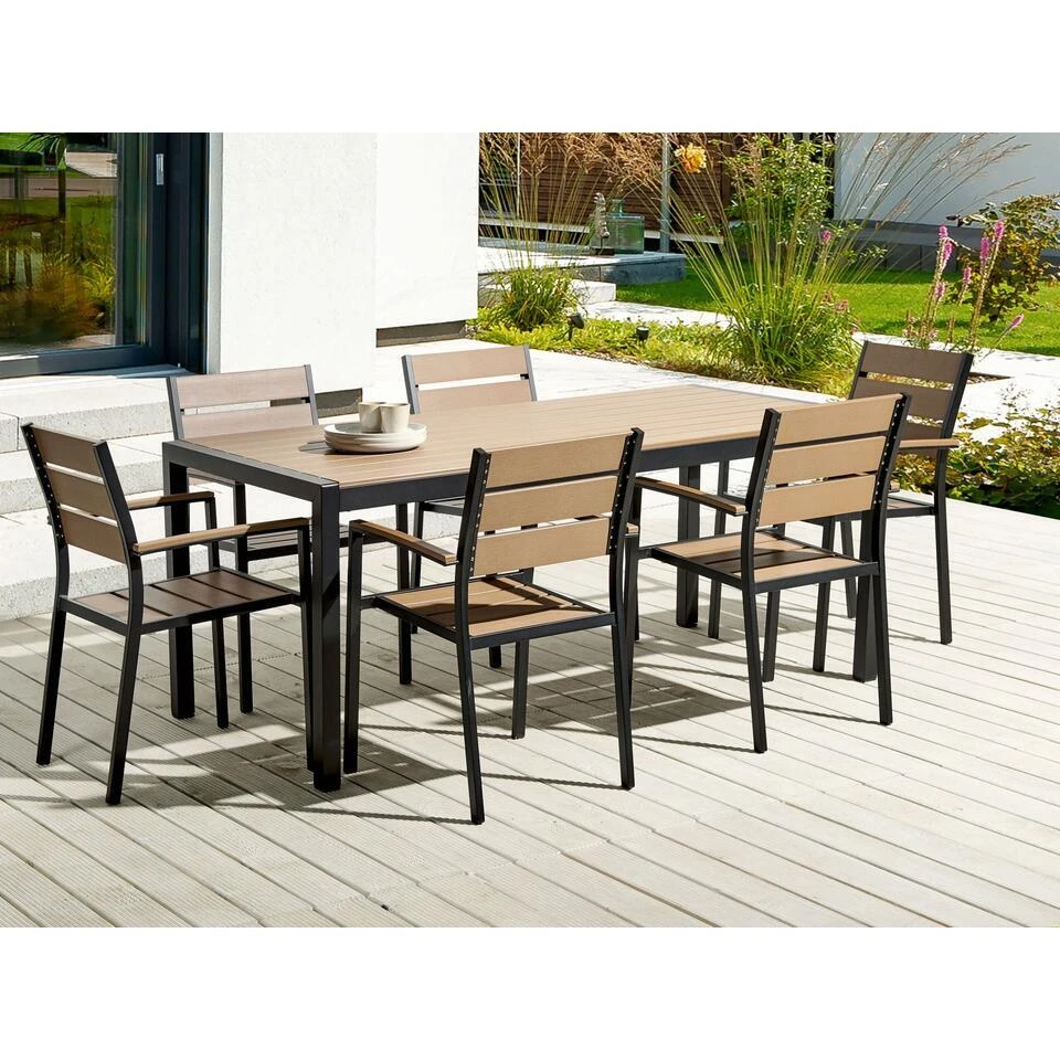 Beliani Tuinstoel VERNIO - Lichte Houtkleur Kunsthout 2 Beliani Tuinstoel VERNIO - Lichte Houtkleur Kunsthout - Afbeelding 2