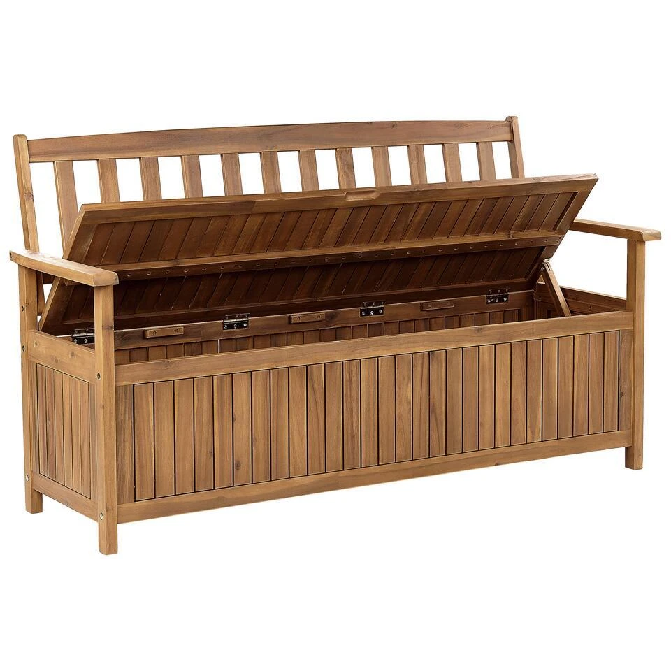 SOVANA - Tuinbank Met Opbergruimte - Lichthout/Taupe - Acaciahout 5 SOVANA - Tuinbank Met Opbergruimte - Lichthout/Taupe - Acaciahout - Afbeelding 5