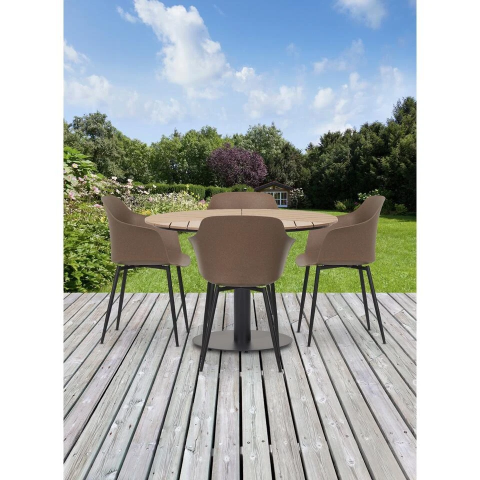 Lisomme Bente Ronde Tuintafel Bruin - Ø 113 Cm 2 Lisomme Bente Ronde Tuintafel Bruin - Ø 113 Cm - Afbeelding 2