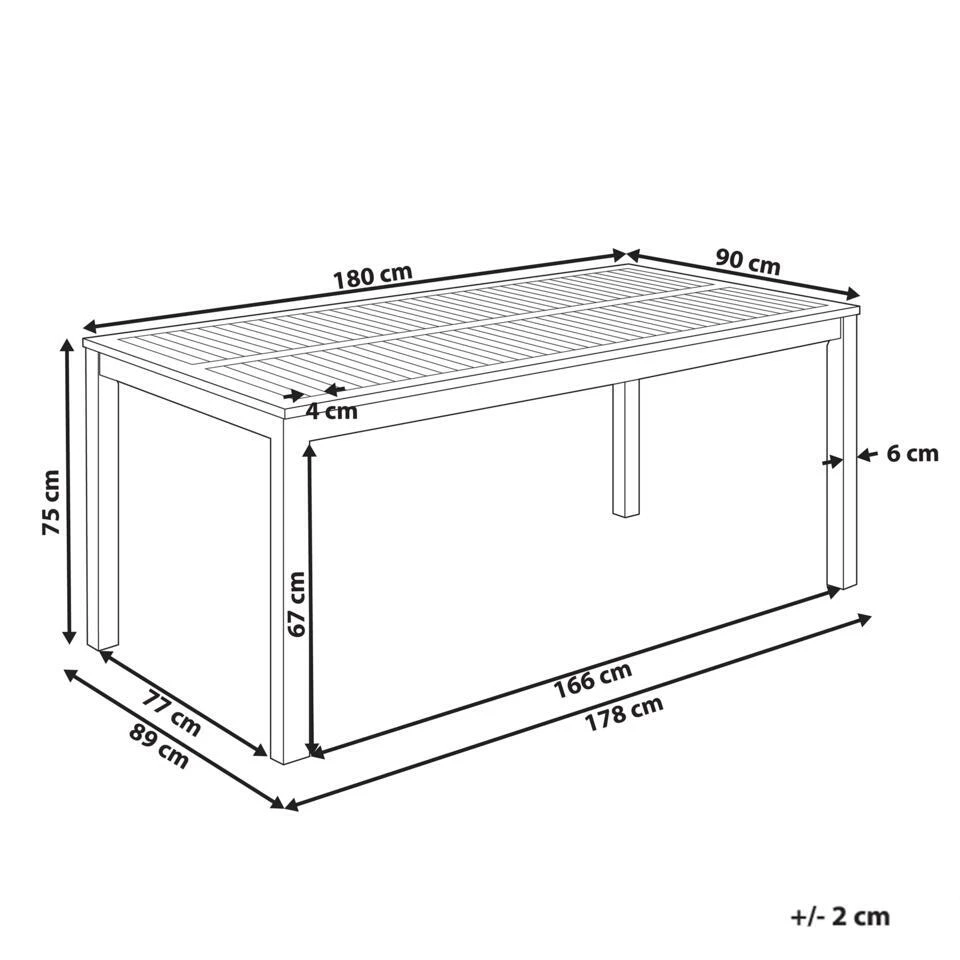 OMBRIANO - Tuintafel - Lichtbruin - 180 X 90 Cm - Acaciahout 4 OMBRIANO - Tuintafel - Lichtbruin - 180 X 90 Cm - Acaciahout - Afbeelding 4