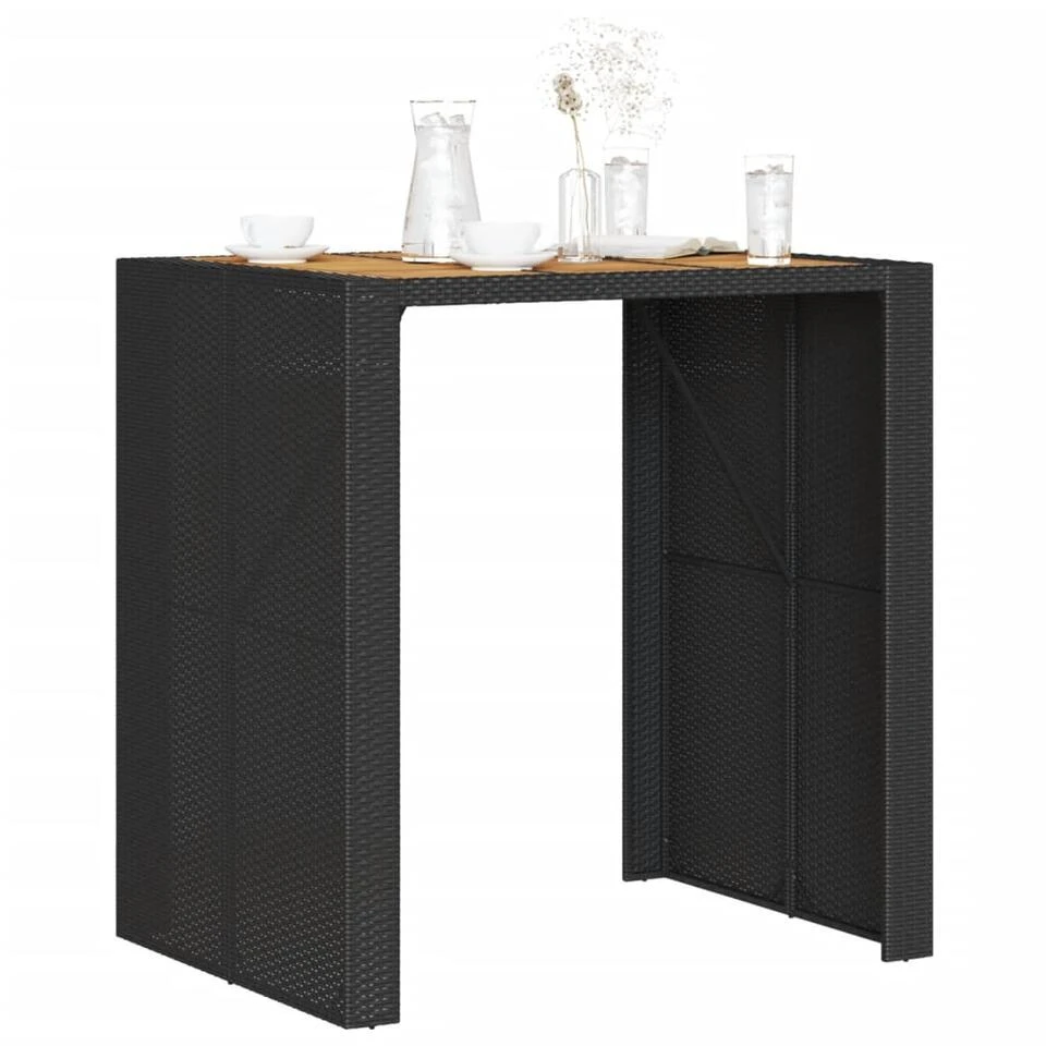 VidaXL - Tuinbartafel - Zwart - Poly Rattan - 105 X 80 X 110 Cm 4 VidaXL - Tuinbartafel - Zwart - Poly Rattan - 105 X 80 X 110 Cm - Afbeelding 4