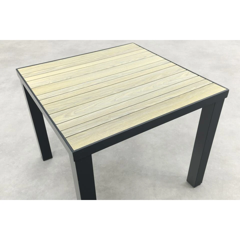 VDG Nola Tuintafel 90x90 Cm. - Antraciet/Houtlook 3 VDG Nola Tuintafel 90x90 Cm. - Antraciet/Houtlook - Afbeelding 3