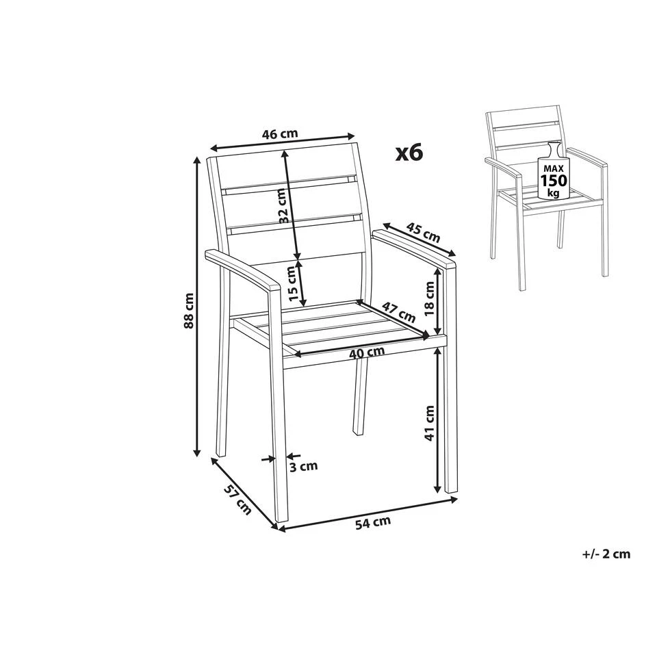 Beliani Tuinstoel VERNIO - Lichte Houtkleur Kunsthout 3 Beliani Tuinstoel VERNIO - Lichte Houtkleur Kunsthout - Afbeelding 3